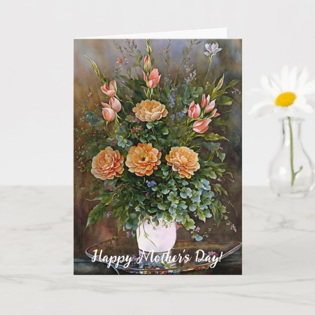 Vase des fleurs Carte Fête des mères florales (Petite plante)