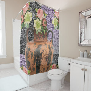 Vase florale rideau de douche rose
