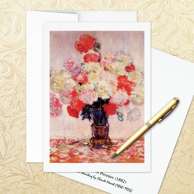Vase of Peonies Claude Monet Note Card (Créateur téléchargé)