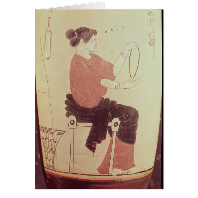 Vase ou Lekythos, coordonnée d'une femme assise (Devant)