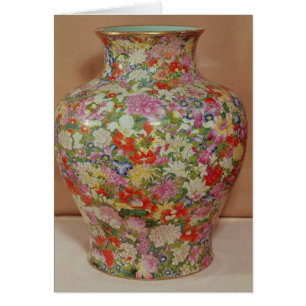 Vase rose à Famille avec des fleurs d'un mille