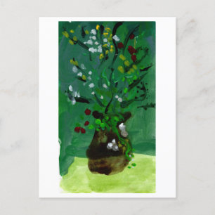 Vase vert sur carte postale arrière - plan verte