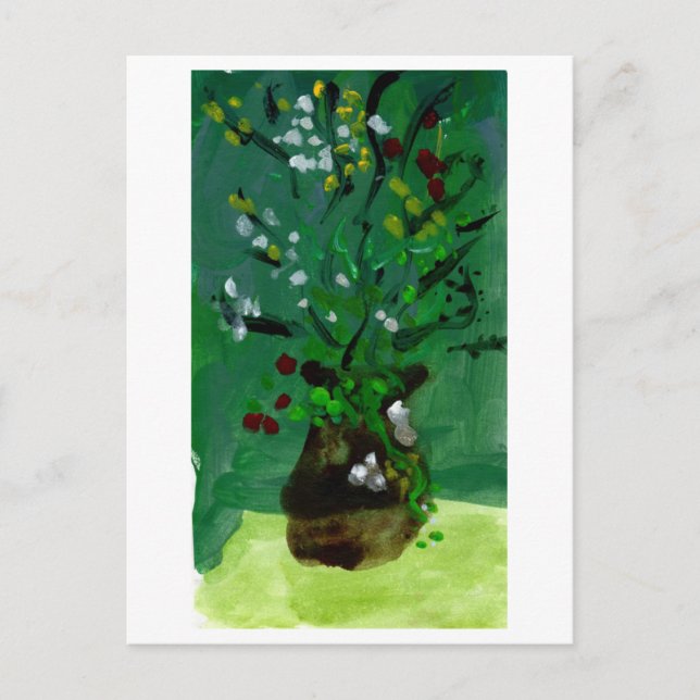 Vase vert sur carte postale arrière - plan verte (Devant)