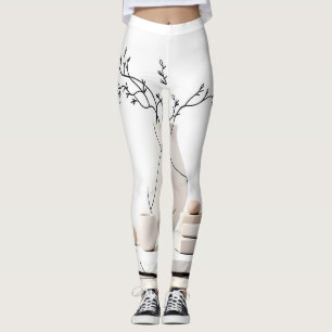 Vases Beige Minimalistes – Leggings Zen Nature Mor