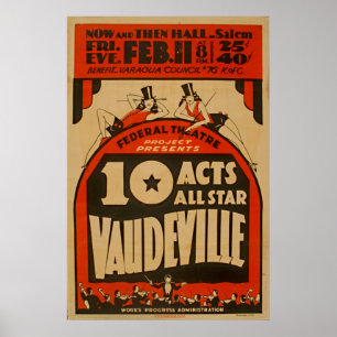 Vaudeville All Star 1938 WPA Vintage Poster