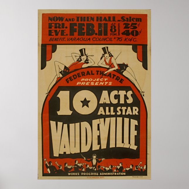 Vaudeville All Star 1938 WPA Vintage Poster (Devant)