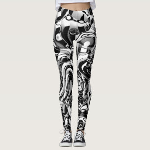 Vave Abstrait 270321 - 02 Leggings noir et blanc