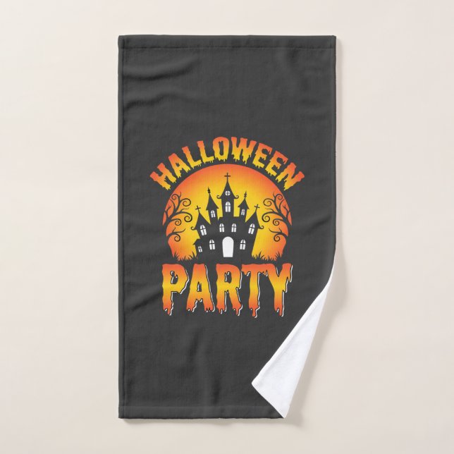 Vecteur de fête de maison hantée Halloween (Serviette à main)