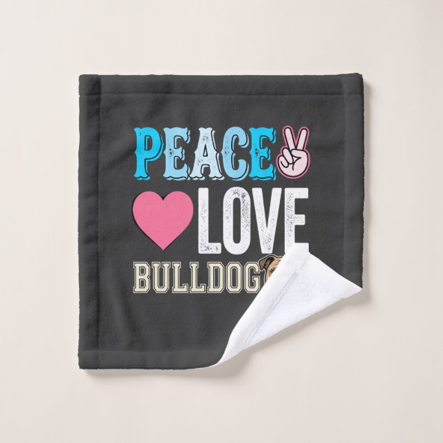 Vecteur Peace Love Bouledogue (Gant de toilette)