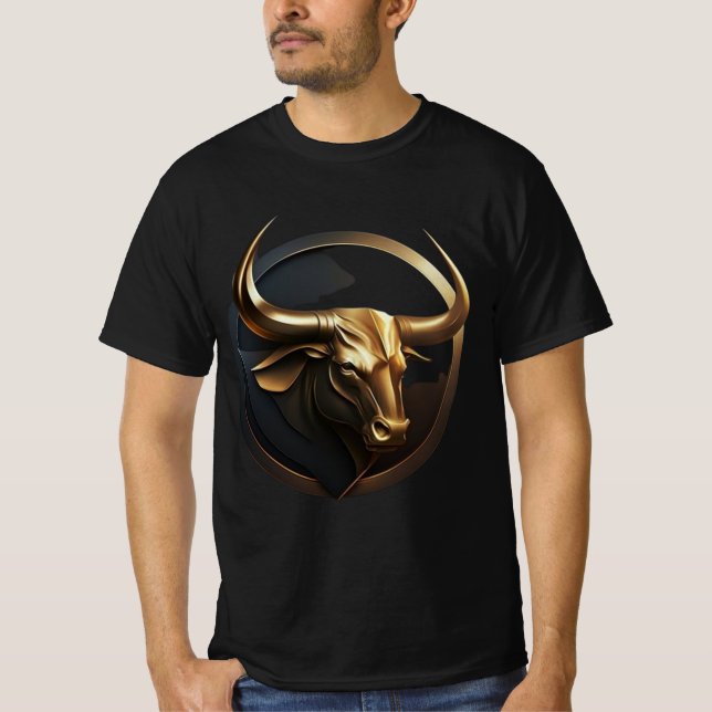 "Vector Bull : Logo Noir & Or" T-shirt imprimé (Devant)
