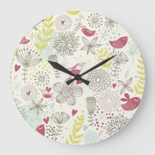 vectoriel d'oiseau floral Horloge