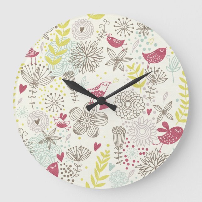 vectoriel d'oiseau floral Horloge (Recto)
