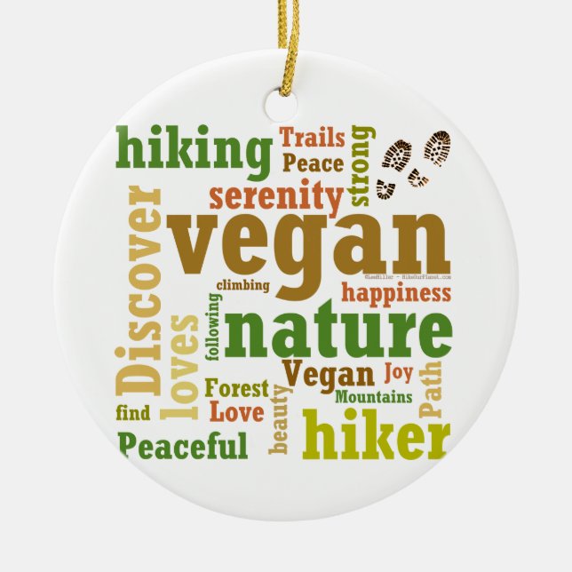 Vegan Hiker Randonnée Word Cloud Ornement 2021 (Devant)