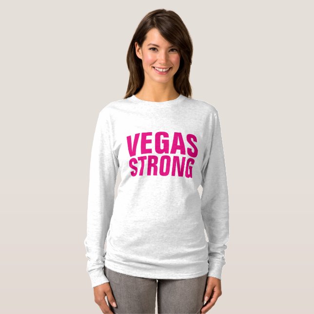 VEGAS STRONG, imprimé rose T-shirts pour dames (Devant entier)