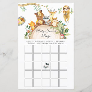 Végétal Bois Animaux Baby shower Bingo Jeu
