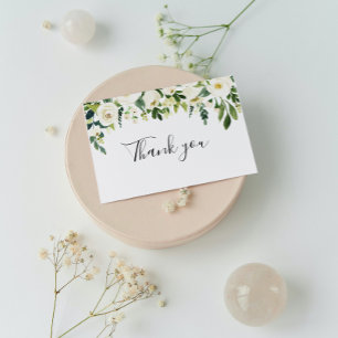 Végétal floral blanc calligraphie Merci
