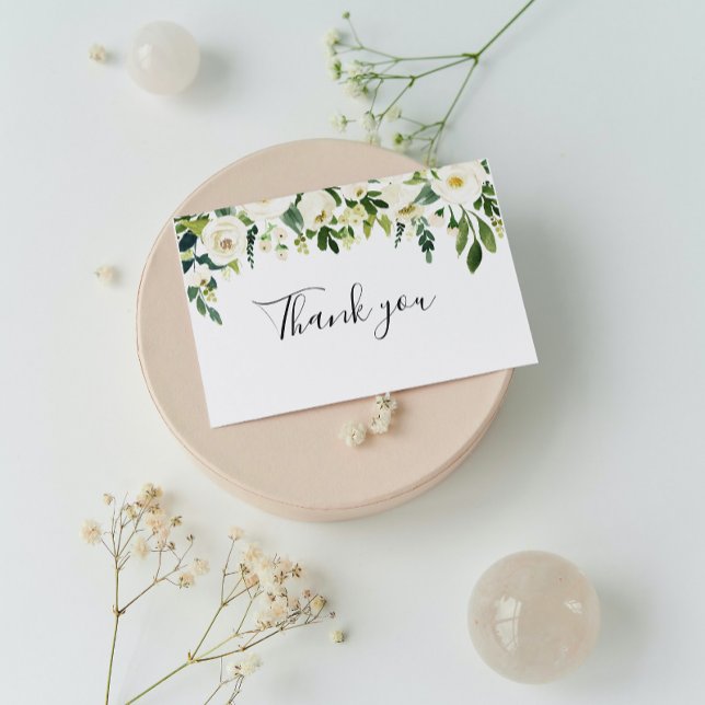 Végétal floral blanc calligraphie Merci (Créateur téléchargé)