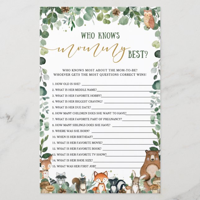 Végétation Animale Woodland Qui Connaît Mommy Meil (Devant)