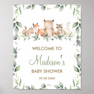 Végétation Bois Animaux Baby shower Affiche de bie