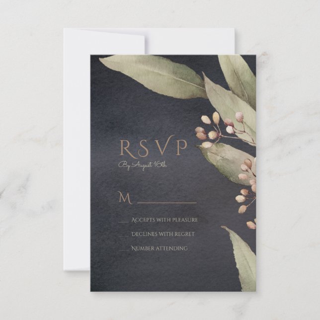 Végétation botanique foncée Mariage rustique RSVP (Devant)