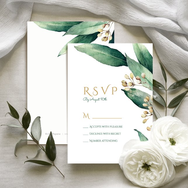 Végétation botanique moderne mariage rustique RSVP (Modern botanical greenery rustic wedding RSVP)
