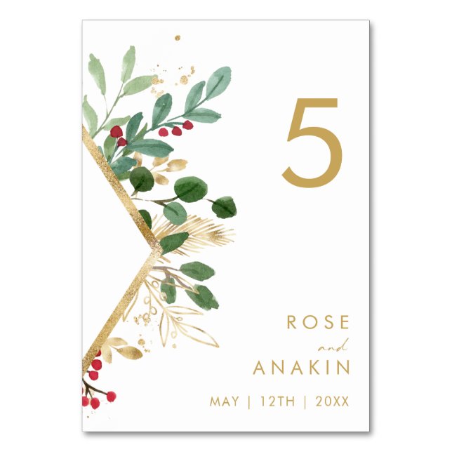 Végétation de Noël moderne | Numéro de table blanc (Par défaut)