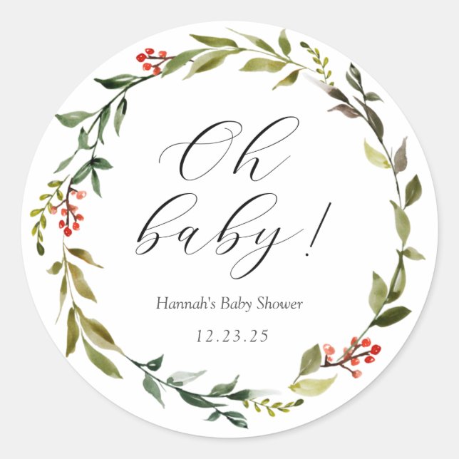 Végétation d'hiver Oh Baby Classic Sticker rond (Devant)