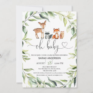 Végétation Foliage Bois Baby shower Invitation