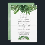Végétation tropicale Invitation de fête du 21e ann<br><div class="desc">Eau verte et blanche tendance feuilles tropicaux et magnolias blancs 21e anniversaire invitation pour être rapidement et facilement customisé à vos détails de l'événement.</div>
