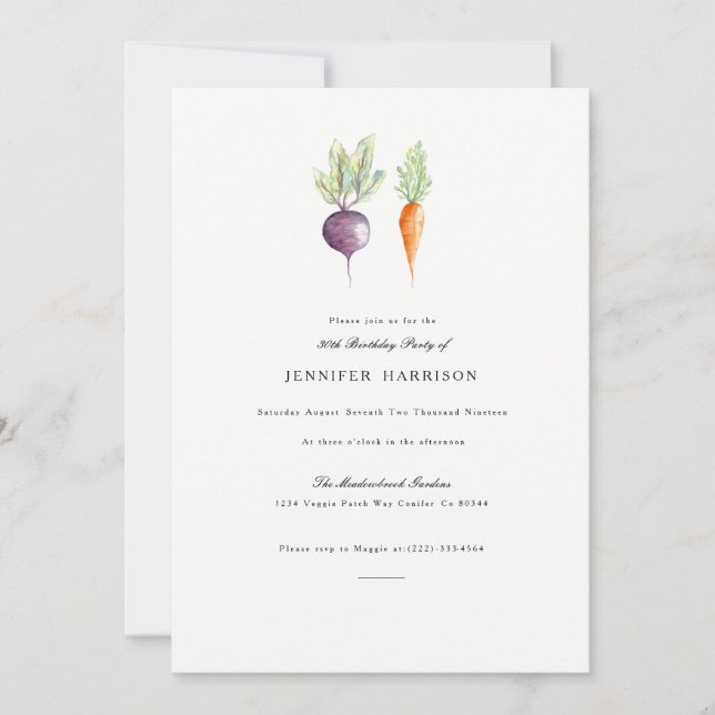 Veggie Duo | Aquarelle Invitation de fête d'annive (Devant)