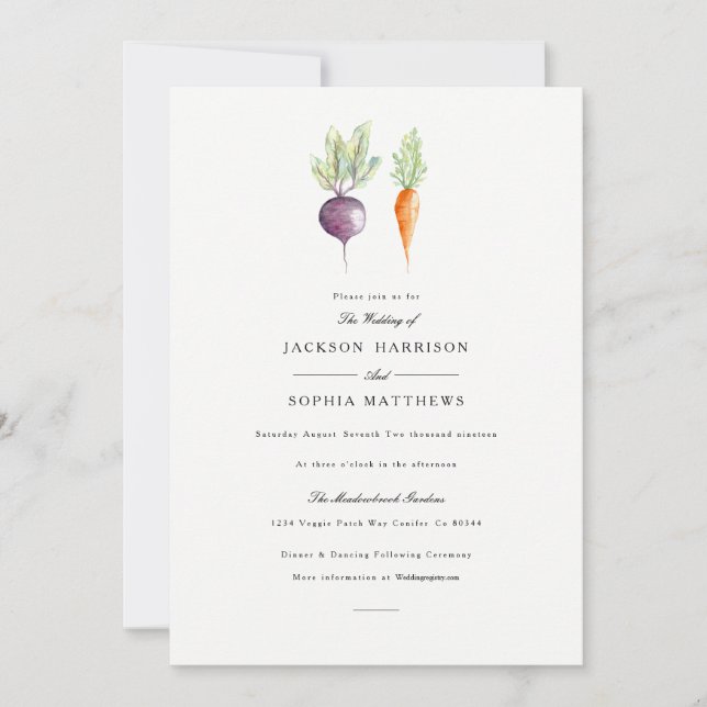 Veggie Duo | Invitation de mariage aquarelle (Devant)