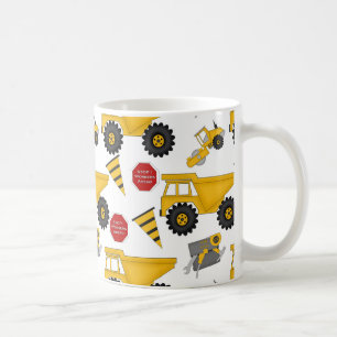 Véhicules de construction, amusement tasse blanch