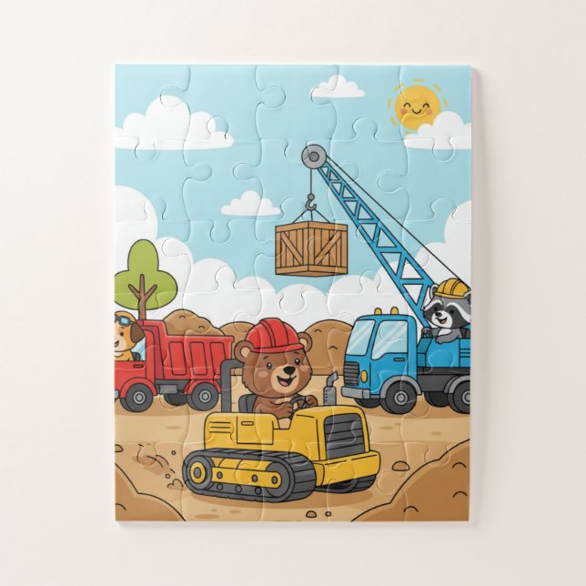 Véhicules de construction Enfants Puzzle (Vertical)