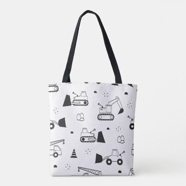 Véhicules de construction Sac fourre-tout Motif -  (Dos)