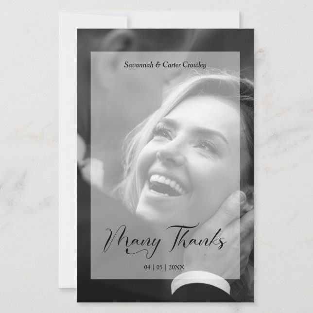 Vellum Effect Budget Wedding BW Photo Thanks  (Devant)