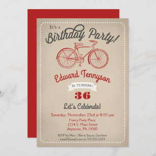 Vélo Anniversaire Invitation Hommes Garçons Vélo V