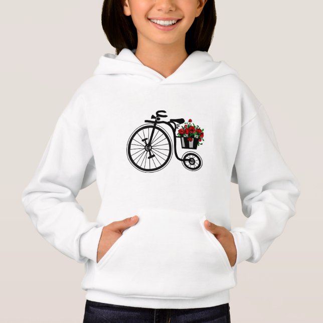 Vélo avec Fleurs Sweat - shirt à capuche (Devant)