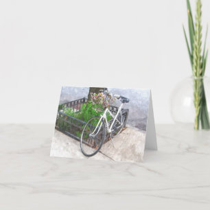 VÉLO AVEC PANIER DE FLEURS CARTE POUR NOTES