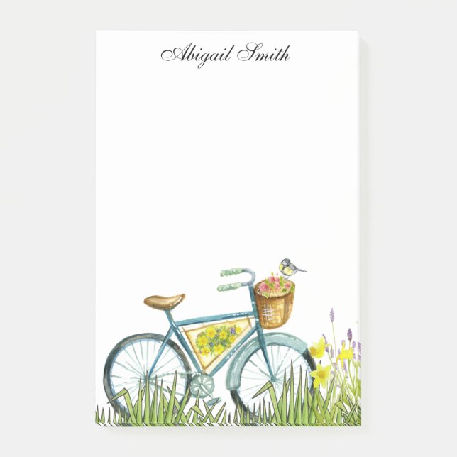 Vélo Avec Panier De Fleurs Notes Post-It (Devant)