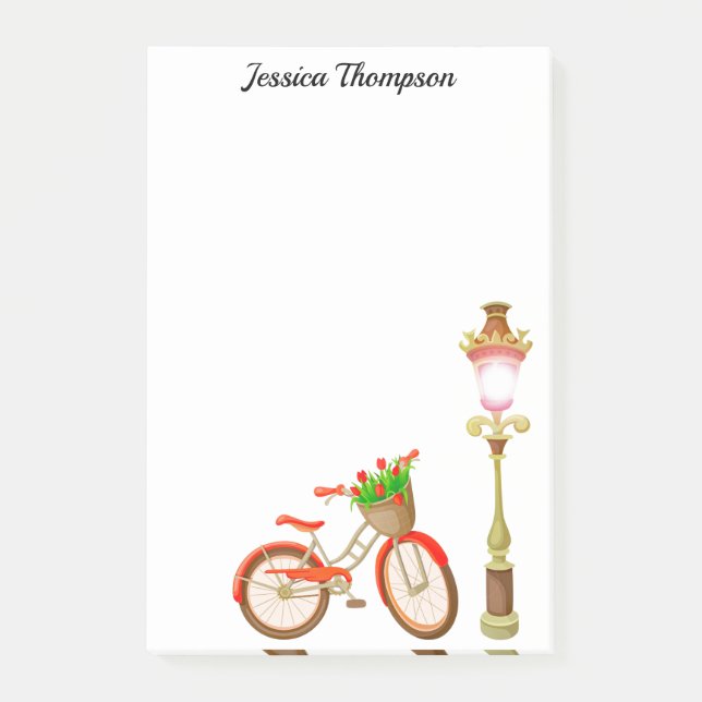 Vélo Avec Panier De Fleurs Notes Post-It (Devant)