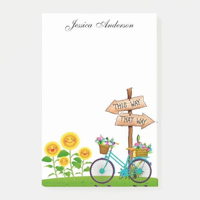 Vélo Avec Panier De Fleurs Notes Post-It (Devant)
