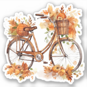 Vélo avec Sticker Citrouille et Feuille coloré