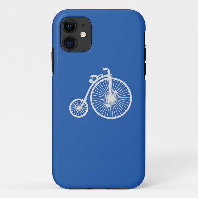 Vélo blanc vintage sur Coque iPhone5 bleu (Dos)
