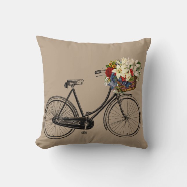 Vélo brun clair    fleurJeter coussin (Recto)
