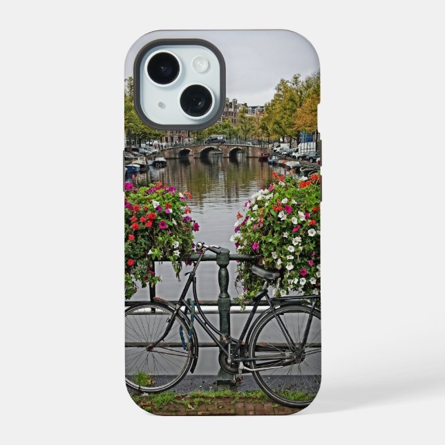 Vélo - Canal - Amsterdam - iPhone 15 Coque (Verso)
