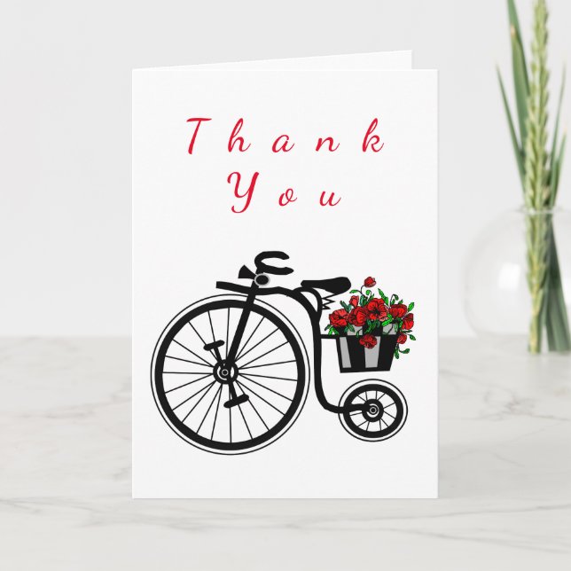 Vélo carte de remerciements avec Fleurs pour vous (Devant)
