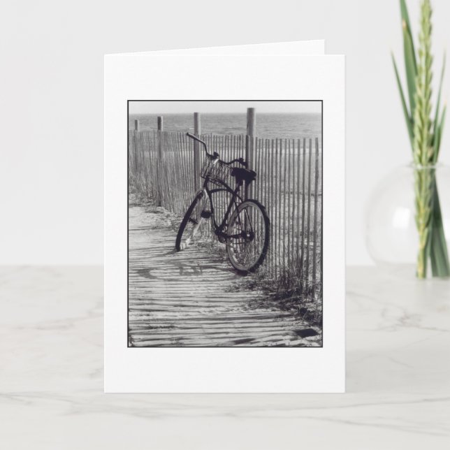 "Vélo carte de voeux avec de barrière" blanc (Devant)
