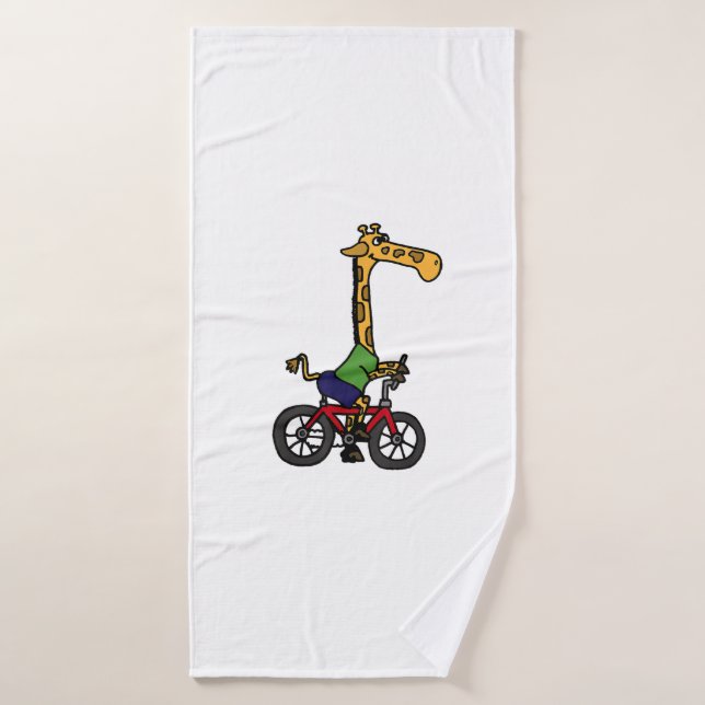 Vélo cool Giraffe équitation (Serviette de bain)
