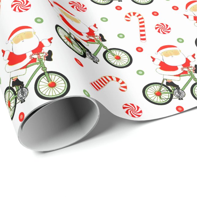 Vélo cycliste Papier cadeau de Noël (Coin rond)