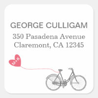 Vélo et coeur Adresse Étiquette - Poster mariage